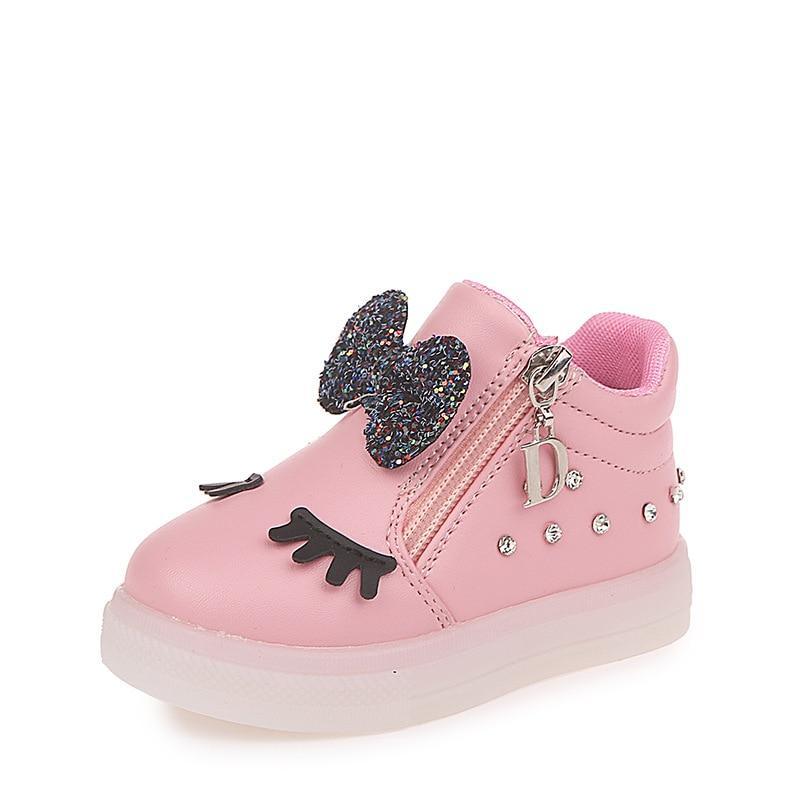 New Fashion Children Glowing Shoes Princess Bow Girls Led Shoes Spring Autumn Cute Baby Sneakers Shoes