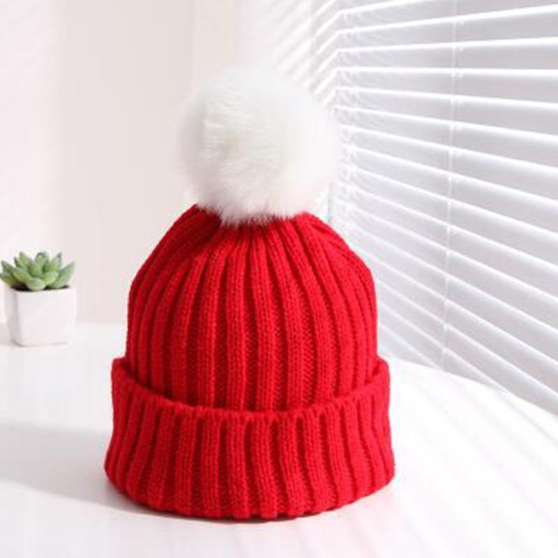 Winter Warm Baby Hat Fur Pompom Knitted Baby Hat Cap Infant Toddler Kids Hat Beanie In Modern Designer Style