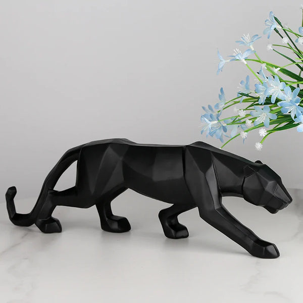 Black panther animal statue Resin abstract Geometric Style Decor Crafts Modern home livingroom office desktop Sculpture Ornament
