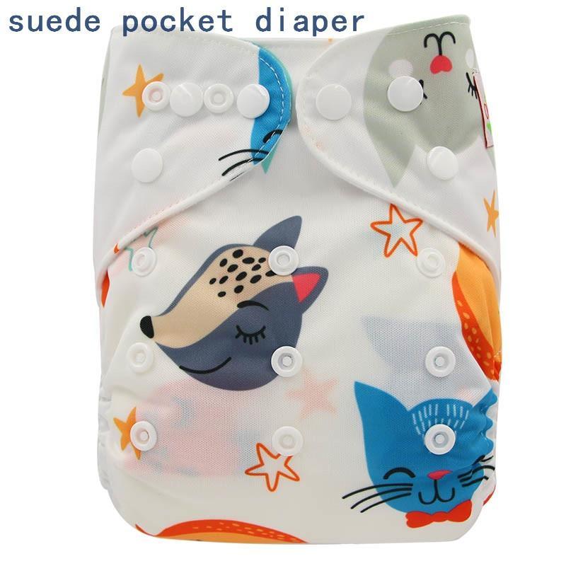 Newborn Cloth Diaper Sewed in Charcoal Bamboo Insert and Suede Pocket Diapers Waterproof Baby Nappies Design for Baby