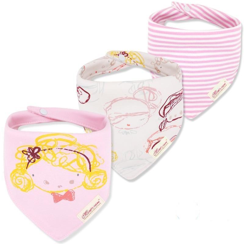 Moder 3PCS Baby Bibs Bandanna Lot Cotton Multi-style Triangle Cartoon For Infant Boys And Girls
