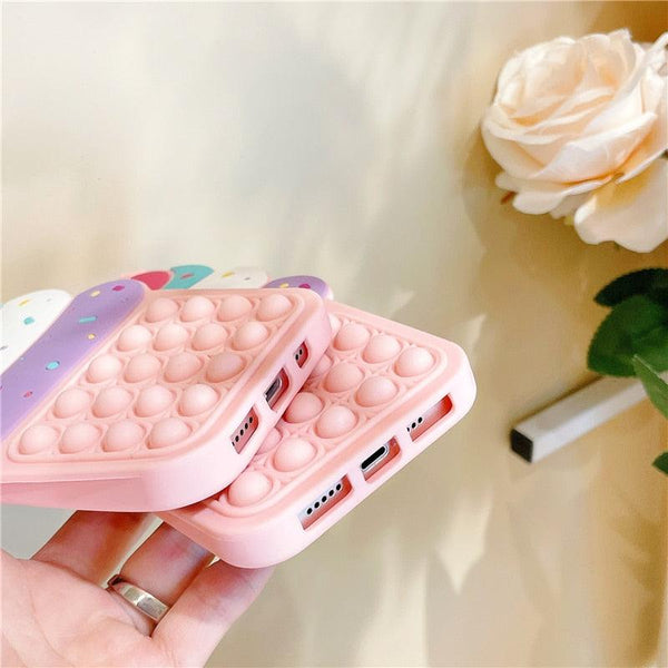 3D Delicious Cherry Ice Cream Silicone Phone Case For iphone 13 12 11 Pro Max Xs Xr 7 8 Plus X Se finger bubble game soft cover 3D Cartoon Cupcake Shape Soft Silicone Full Protection Shockproof Case