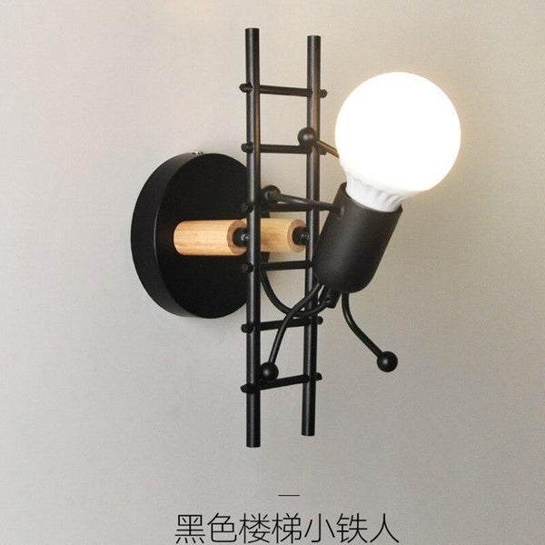 Modern Retro Cartoon Doll Sconce Lamp for Kids Baby Room Modern Nordic Luminaire Home Lighting Decoration WALL Sconce Child Climbing Ladder Lamp Descoration
