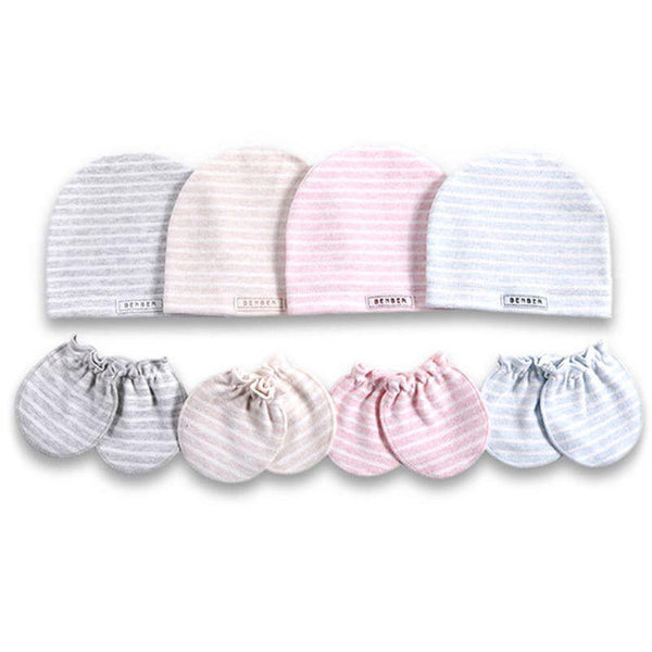 Modern Newborn Baby Births Cap and Gloves Set Soft Cotton Kids Infants Anti-scratch Gloves Hat Gifts For Baby