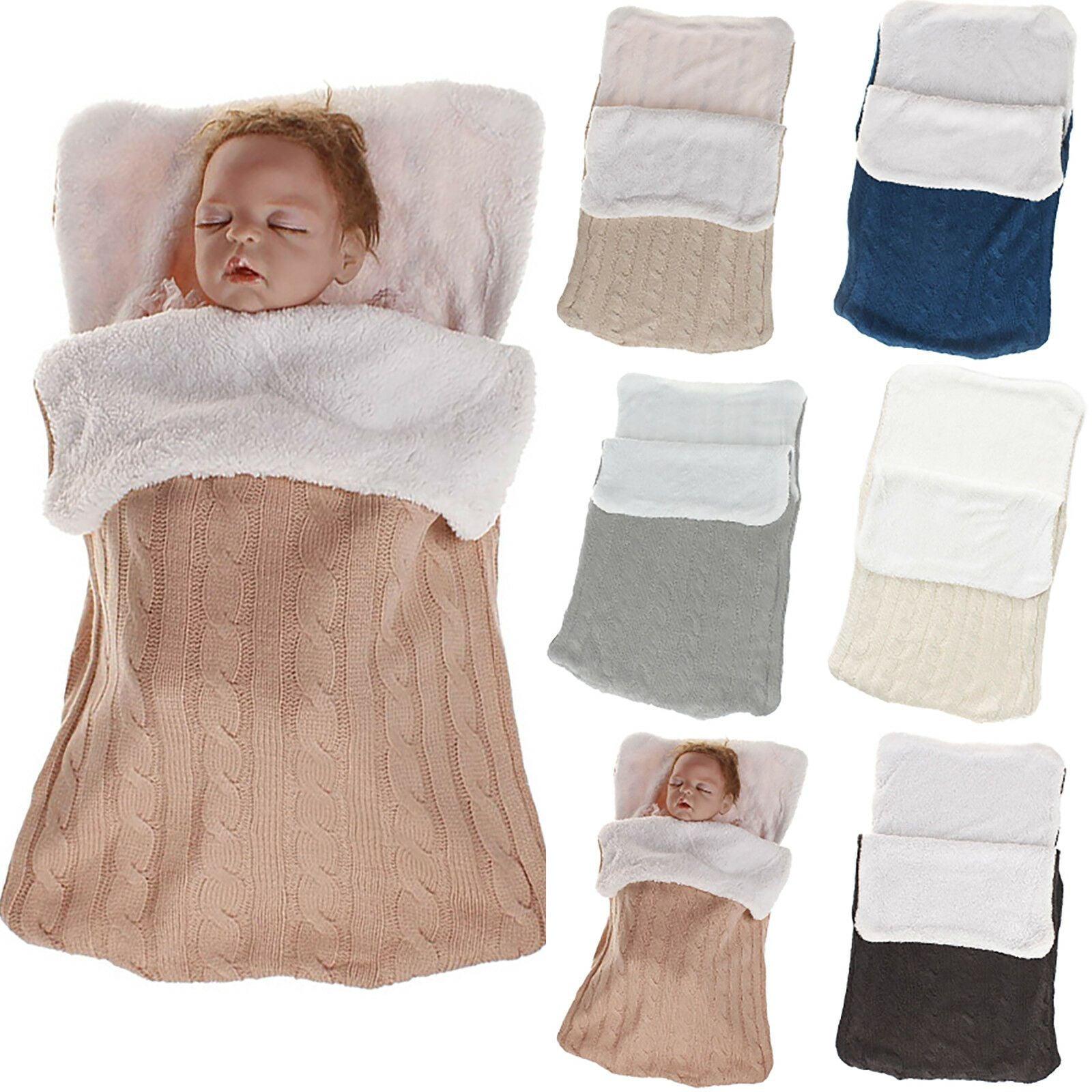 Warm Baby Blanket Knitted Newborn Swaddle Wrap Soft Sleeping Bag Footmuff Cotton Envelope For Stroller Accessories For Baby