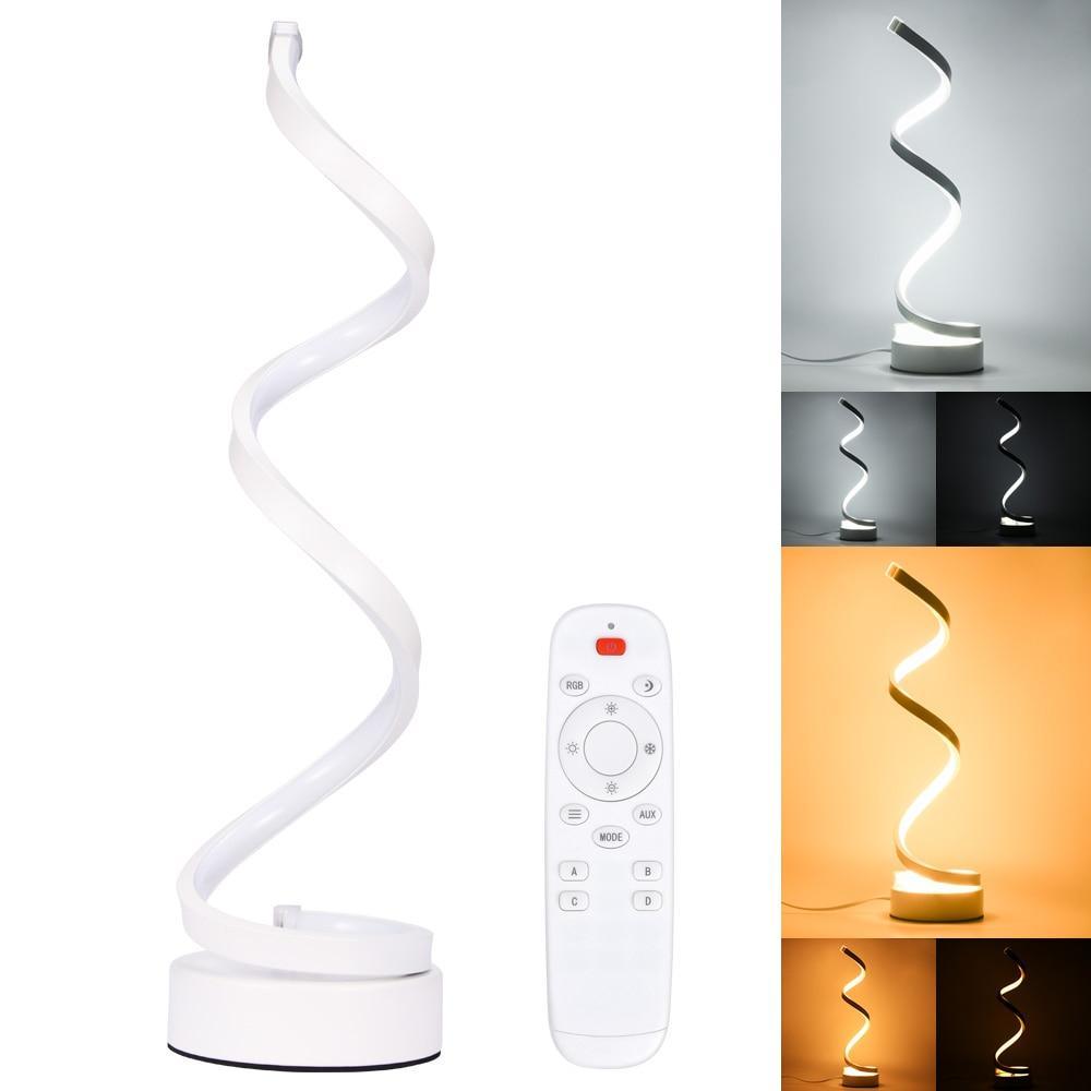 LED Spiral Table Lamp Modern Curved Desk Bedside Lamp Dim able Warm White Light For Living Room And Bedroom