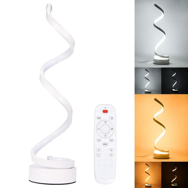 LED Spiral Table Lamp Modern Curved Desk Bedside Lamp Dim able Warm White Light For Living Room And Bedroom