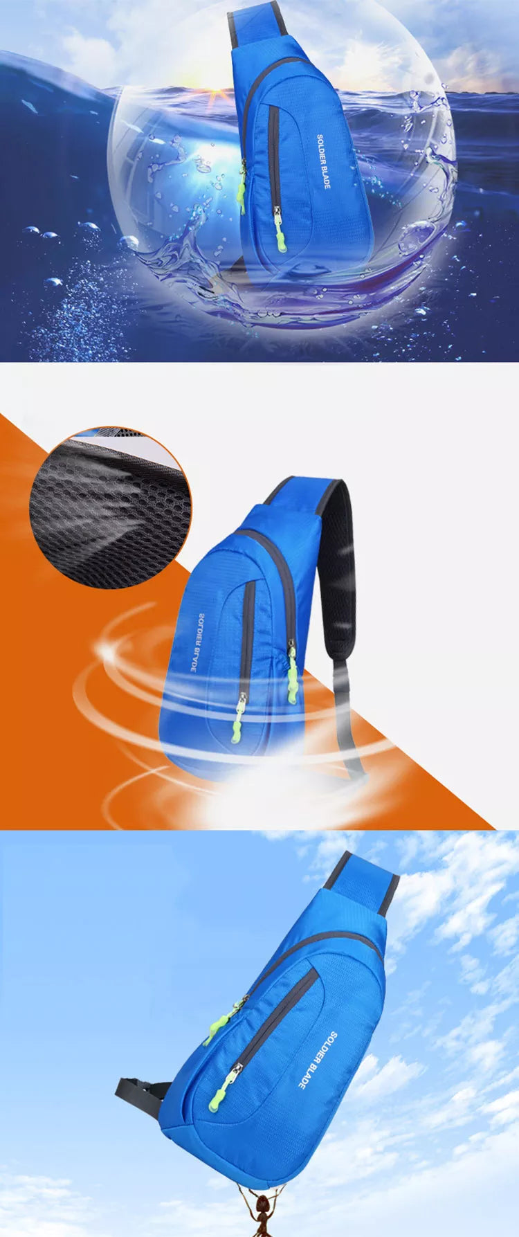 Waterproof Sling Bags Shoulder Backpack With Adjustable Strap