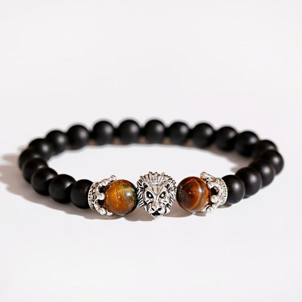 New Classic Crown Lion Elegant Bracelet Luxury For Men Fashion Tiger Eye Onyx Stone Handmade Beaded Charm Modern Bracelet For Women Jewelry