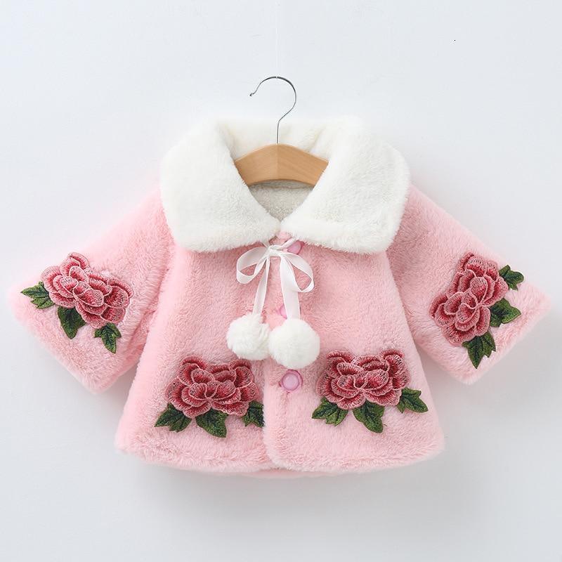 Princess Baby Girls Winter Thick Bownot Cloak Coat Flower for Childre With Flowers