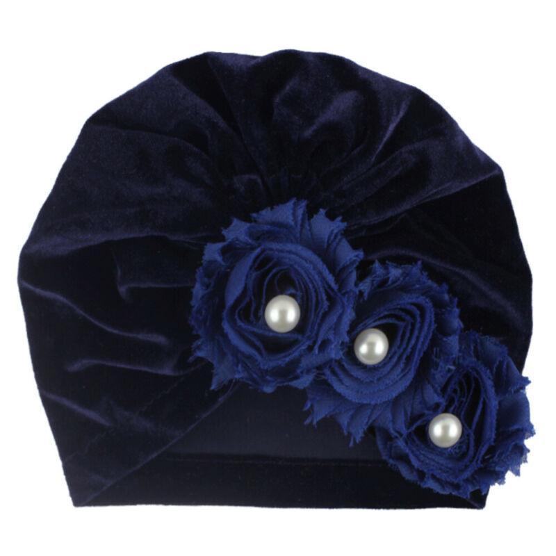 Handmade Baby Accessories Newborn Kids Baby Boy Girl Indian Turban Twist Knot Beanie Hat Pearl Flower Style