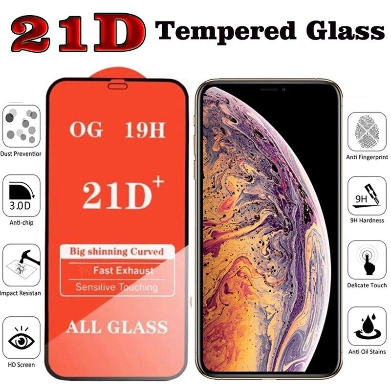 4Pcs 21D Tempered Glass for IPhone 13 11 Pro Max 12 Mini 7 8 6S Plus Screen Protectors for IPhone XS XR X SE Full Cover Glass High Quality Scratch Resistant Tempered Glass For iPhone