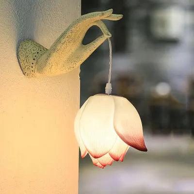 Modern Chinese Lotus Wall Lamp Creative Corridor Hallway Teahouse Art Decor Light