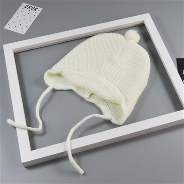 Cute Big Hair Ball Cap For Baby Cotton Knitted Caps for Girls/Boys Warm Woolen Hood Caps Toddler Hats For Winter