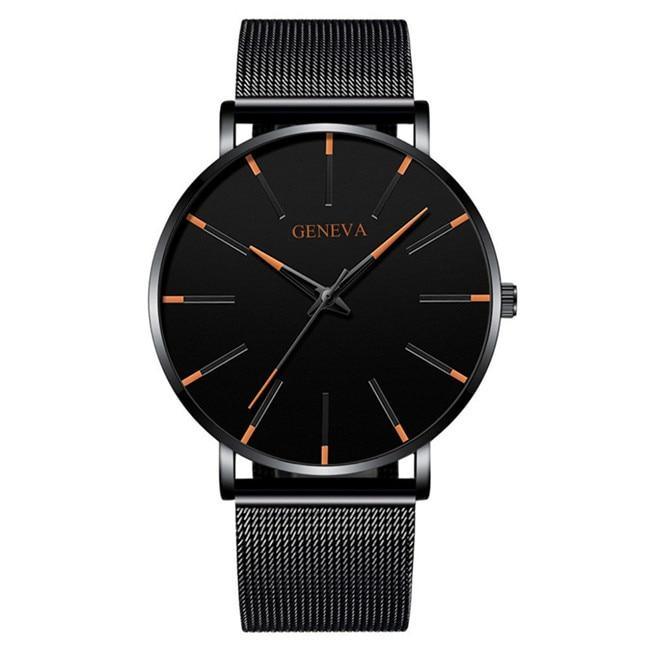 Minimalist Men's Fashion Ultra Thin Watch Simple Men Business Stainless Steel Mesh Belt Quartz Watch Relogio Masculino