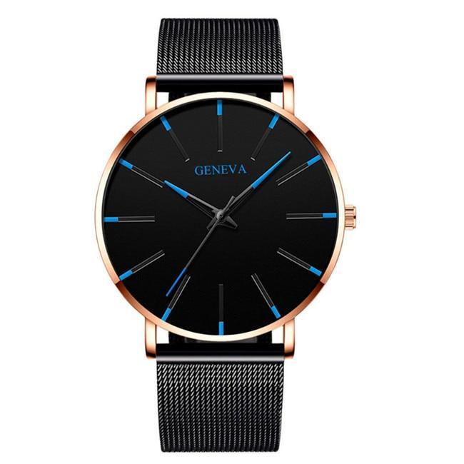 Minimalist Men's Fashion Ultra Thin Watch Simple Men Business Stainless Steel Mesh Belt Quartz Watch Relogio Masculino