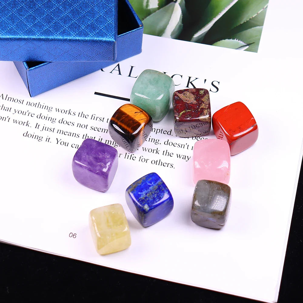 9 Pcs/Set Natural Quartz Fossiles Block Gravel Crystals Agates Education Specimen Aura Stone Aquarium Decoration Gift Box