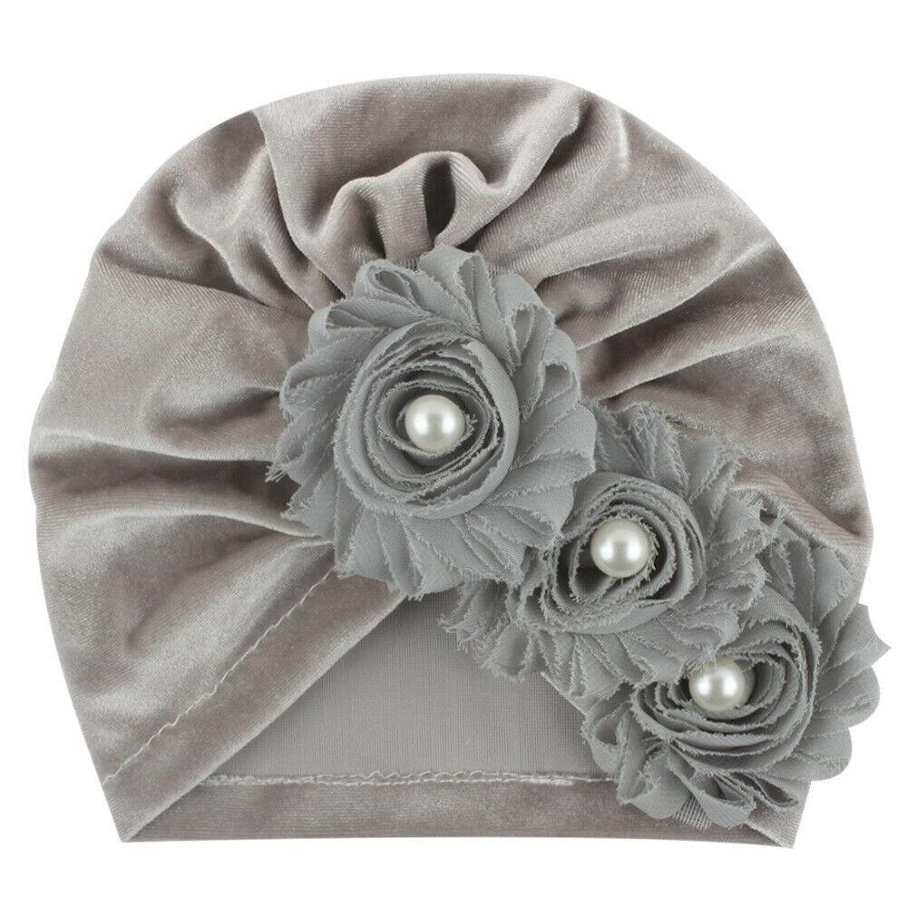 Handmade Baby Accessories Newborn Kids Baby Boy Girl Indian Turban Twist Knot Beanie Hat Pearl Flower Style