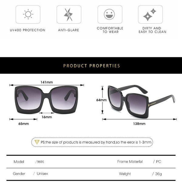 Fashion Oversized Women Square Big Frame Graduent Woman and Lady Sunglasses Brand Designer with  UV400 Protection gafas de sol mujer