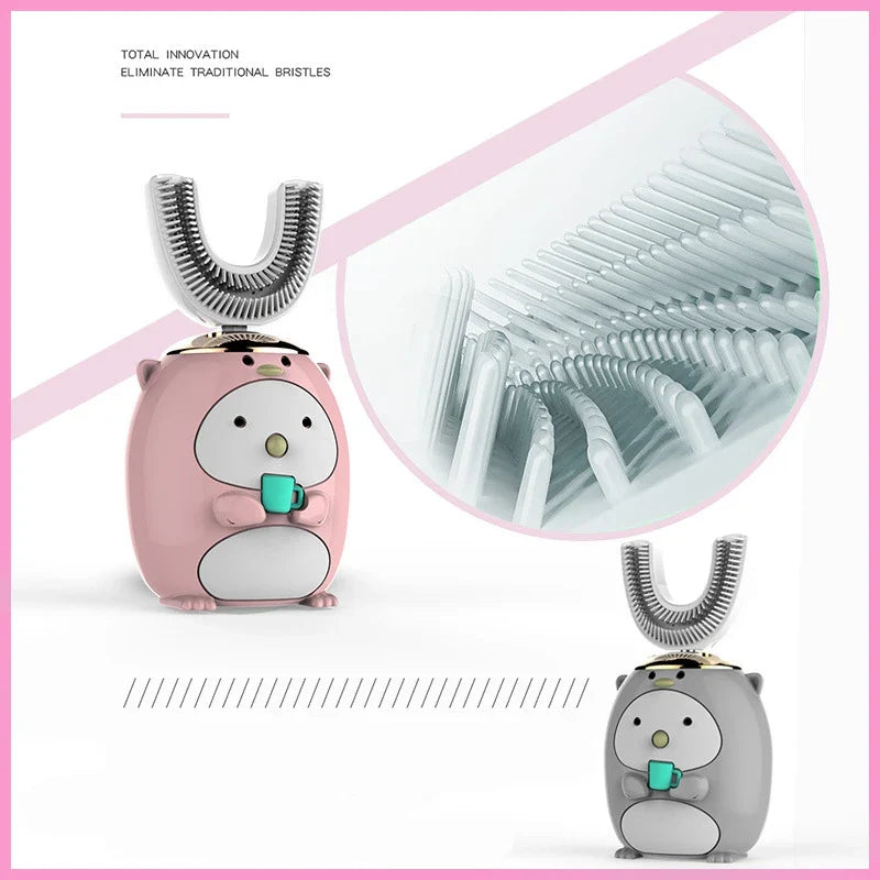 Smart U 360 Degrees Kids Sonic Electric Toothbrush Silicon USB Automatic Ultrasonic Teeth Tooth Brush Cartoon Pattern Children