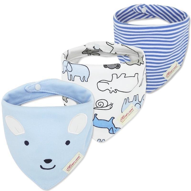 Moder 3PCS Baby Bibs Bandanna Lot Cotton Multi-style Triangle Cartoon For Infant Boys And Girls