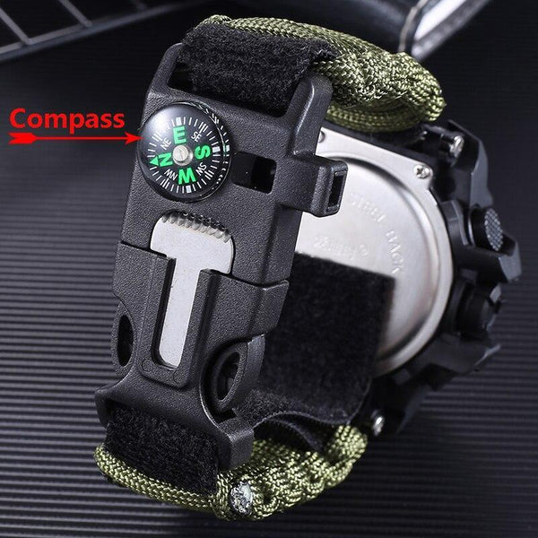 Military Survival  Men Watch With Compass/whistle /scraper/Waterproof 30M Outdoor Men Sports G Style -Shock Watch Relogio Masculino