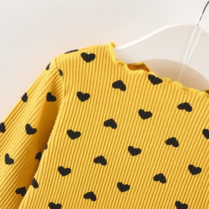 Modern Girls Clothes Sets Cotton Long Sleeves Dot T-shirt and Cat Strap Dress 2Pcs Baby Clothing Dress For Girls and Babies from 6-24months and Girls 3-4years