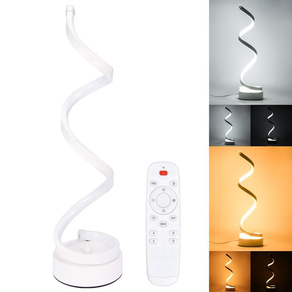 LED Spiral Table Lamp Modern Curved Desk Bedside Lamp Dim able Warm White Light For Living Room And Bedroom