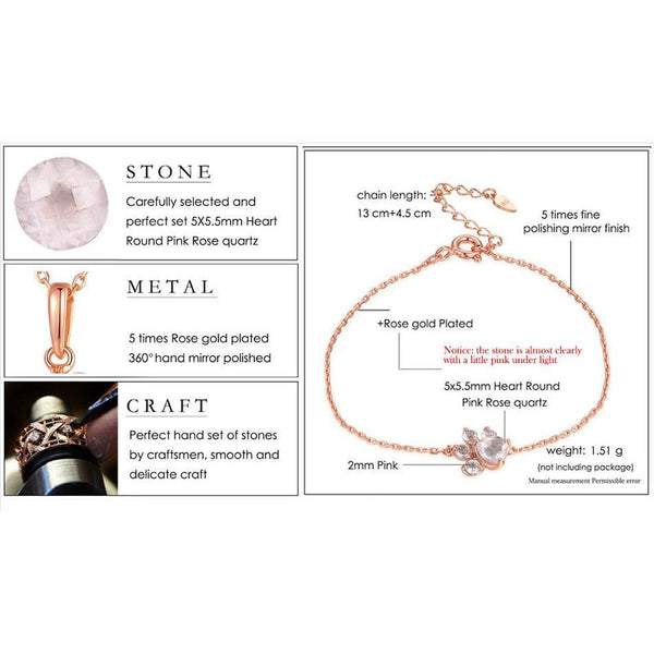 Elegant Wedding Jewelry Modern Dog Cat Paw Bear Claw Pink Heart AAA Cubic Zircon Rose Gold Chain Link Luxury Bracelets For Women Party Jewelry Gift