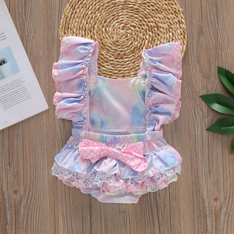 Colorful Sleeveless Newborn Baby Girls Floral Tutu Romper Bowknot Backcross Jumpsuit Sunsuit Clothes For Summer