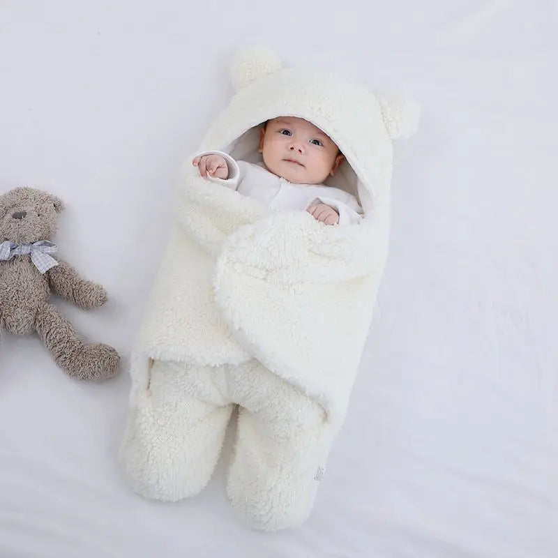 Baby Sleeping Bag Ultra-Soft Fluffy Fleece Newborn Receiving Blanket Infant Boys Girls ClothesSleeping Nursery Wrap Swaddle