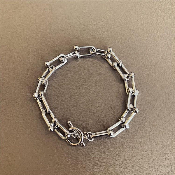 New Handmade Imitation Pearls Gold Metal Link Chain Bracelets for Women Girl Summer Party Luxury Jewelry Gift