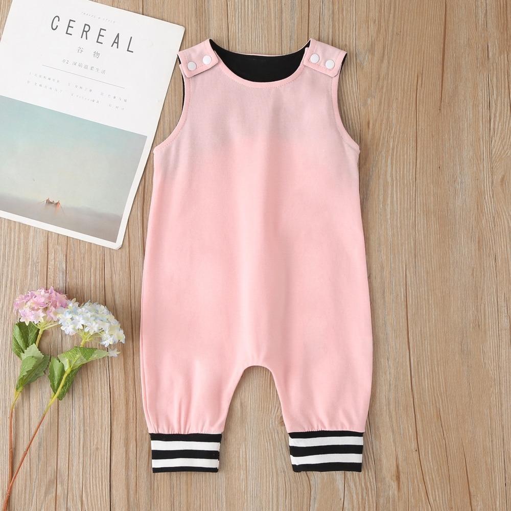 New Baby Boys Girls Outfits Clothes Newborn Baby Kids Rompers Toddler Solid Striped Sleeveless Cotton Jumpsuit Playsuit For Kids