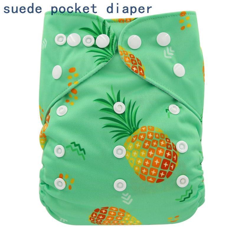 Newborn Cloth Diaper Sewed in Charcoal Bamboo Insert and Suede Pocket Diapers Waterproof Baby Nappies Design for Baby