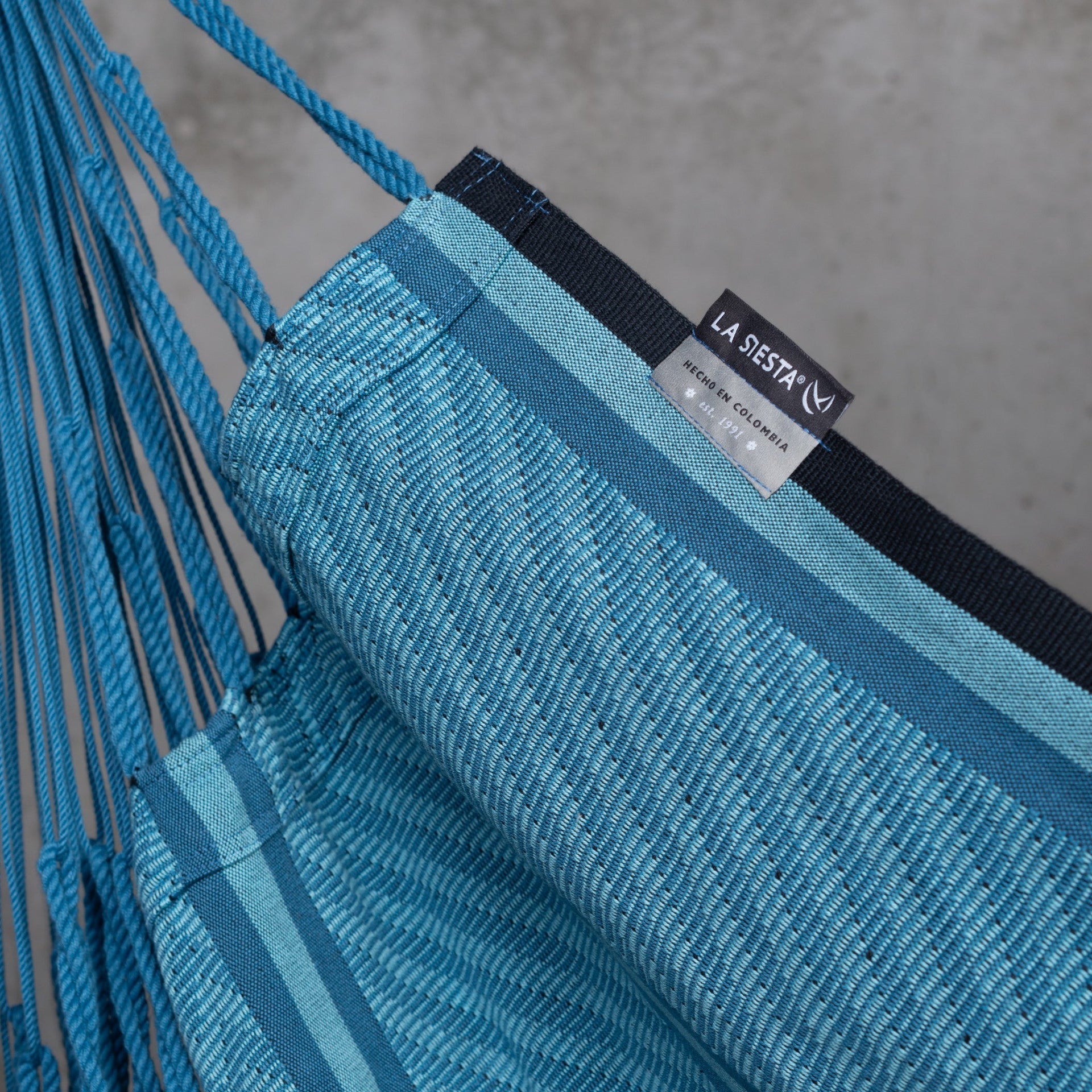 Cumbia Organic Blue Zebra - Organic Cotton Comfort Hammock Chair LA SIESTA
