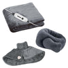 Ultimate Cozy Comfort & Relaxation Bundle – Heated Blanket, Neck & Shoulder Heating Pad, and Massaging Wrap
