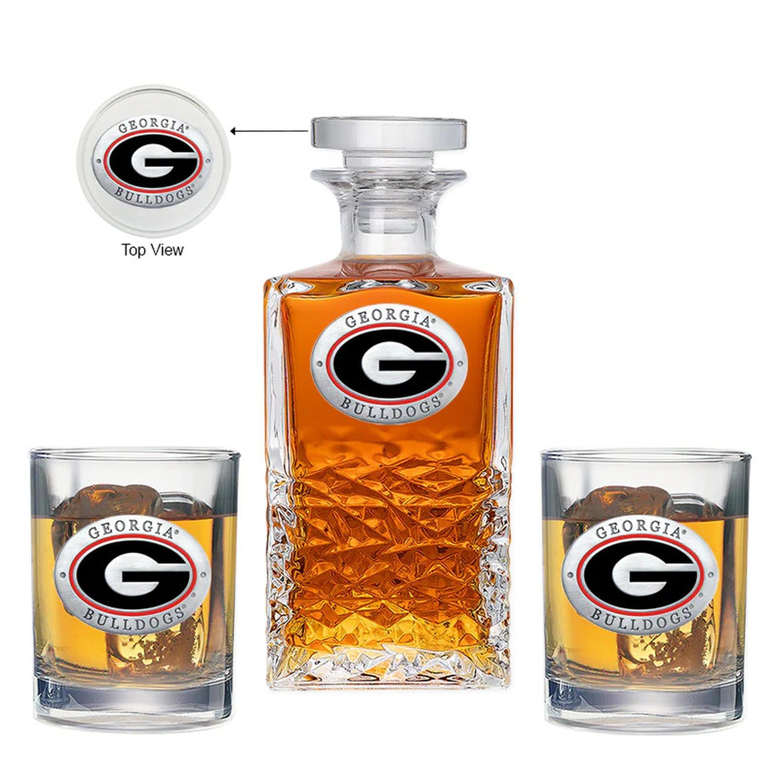 University of Georgia Heritage Decanter with 2 Glasses