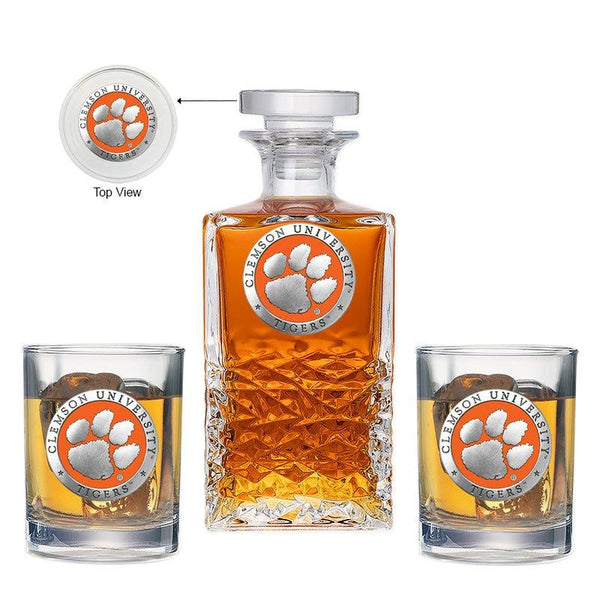 Clemson University Heritage Decanter with 2 Glasses