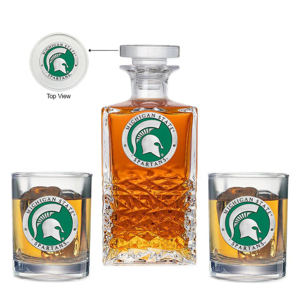 Michigan State University Heritage Decanter with 2 Glasses