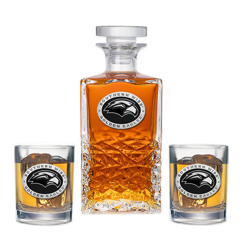 University of Southern Mississippi Heritage Decanter with 2 Glasses