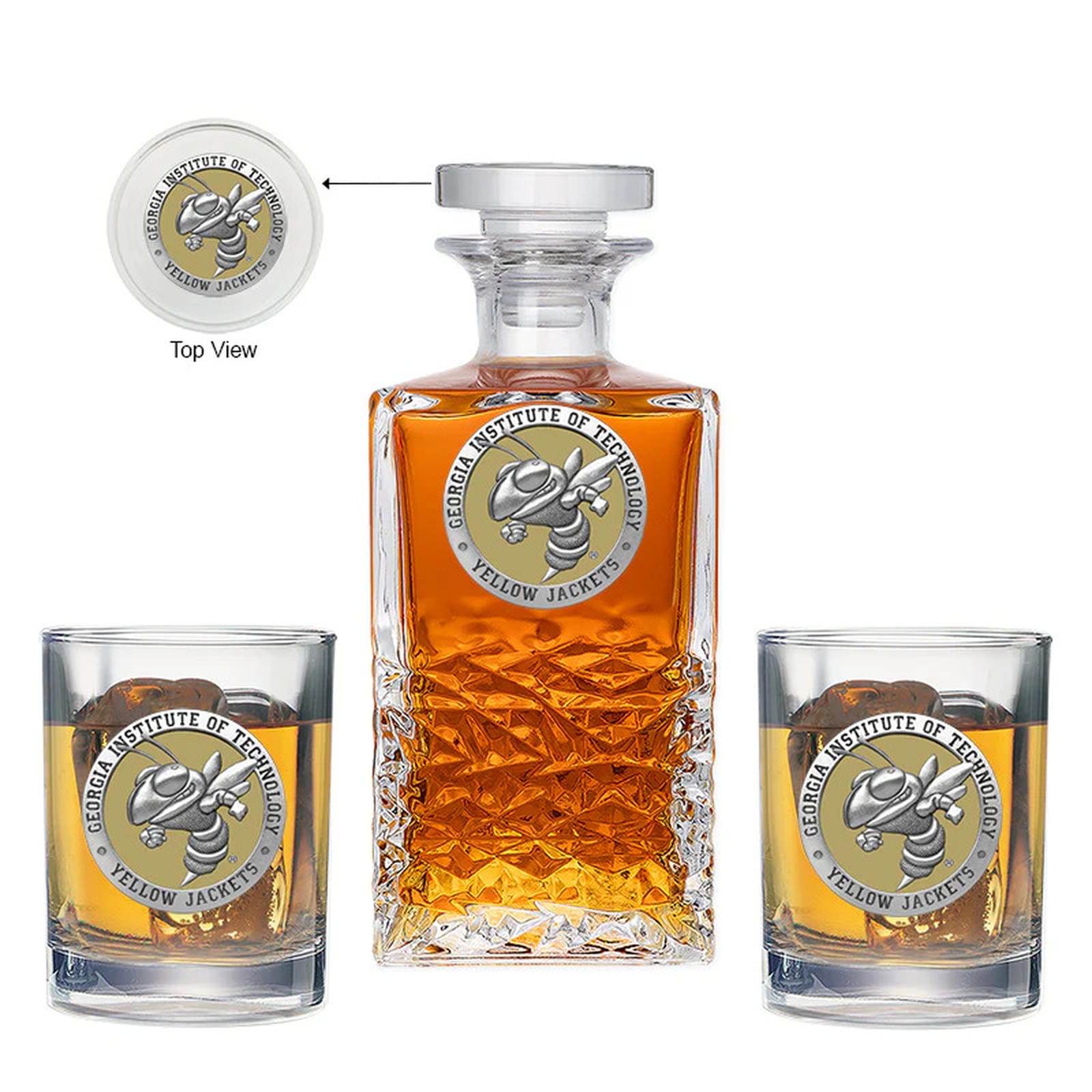 Georgia Tech Buzz Logo Heritage Decanter with 2 Glasses