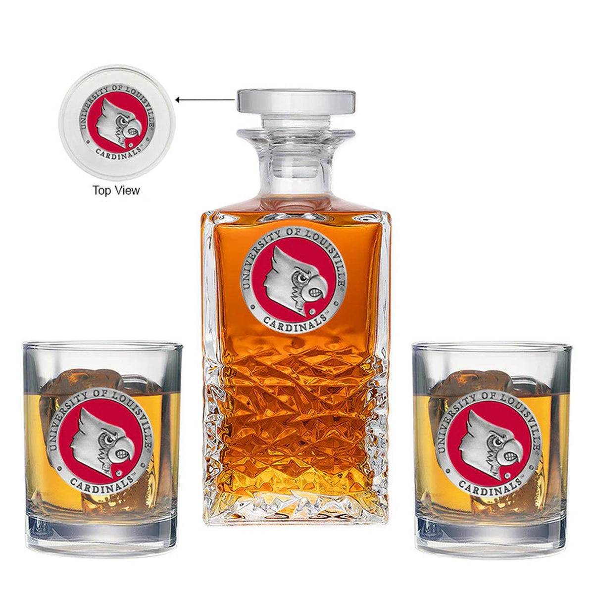 University of Louisville Heritage Decanter with 2 Glasses