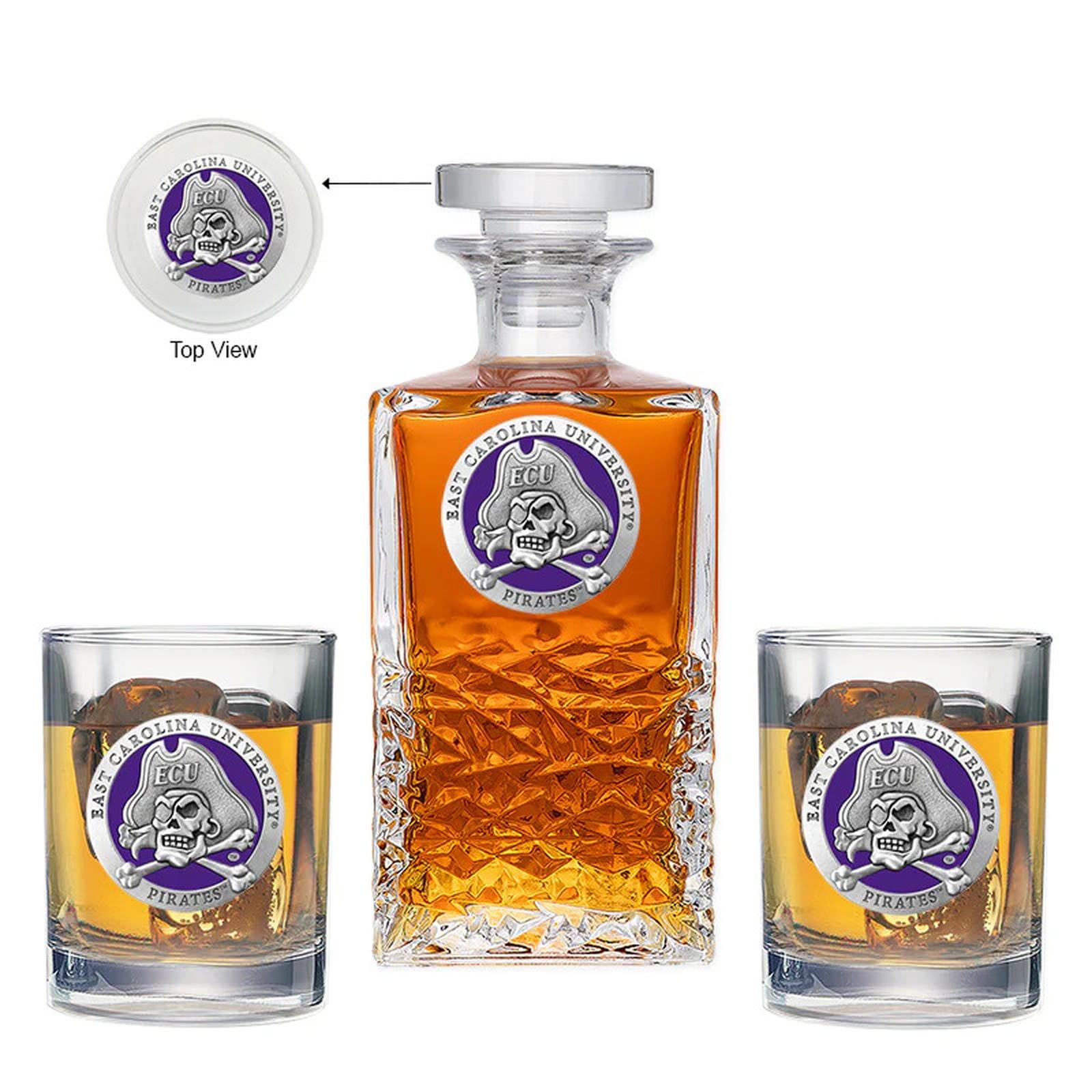 East Carolina University Heritage Decanter with 2 Glasses