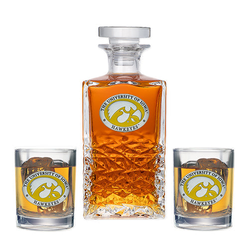 The University of Iowa Heritage Decanter with 2 Glasses