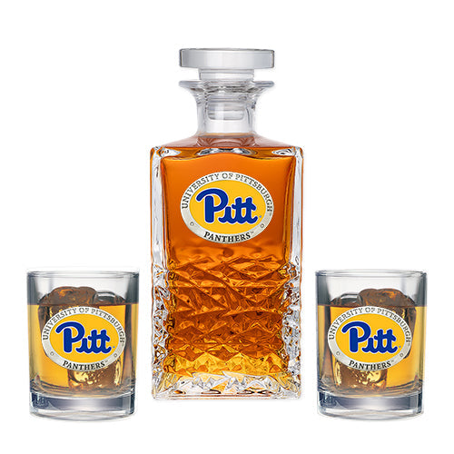 University of Pittsburgh Heritage Decanter with 2 Glasses