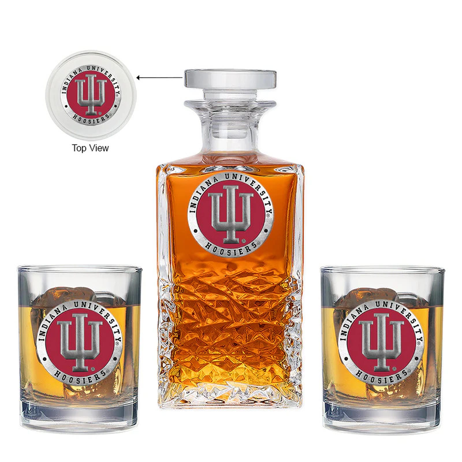 Indiana University Heritage Decanter with 2 Glasses