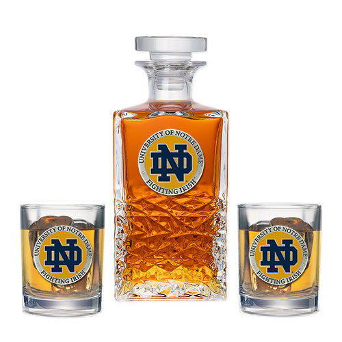 University of Notre Dame Heritage Decanter with 2 Glasses