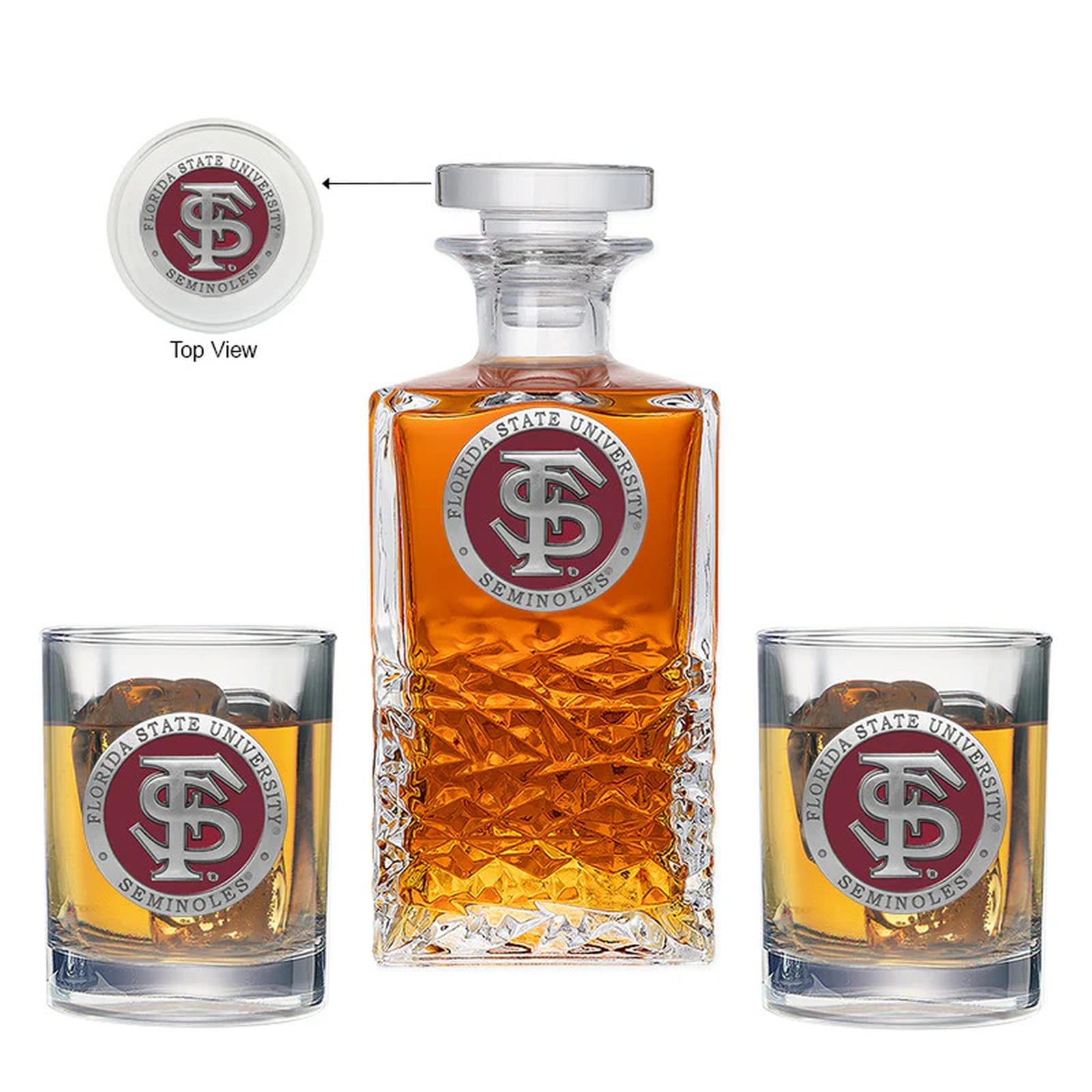 Florida State University FS Logo Heritage Decanter with 2 Glasses