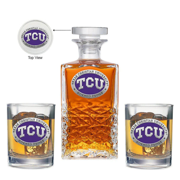 Texas Christian University Heritage Decanter with 2 Glasses