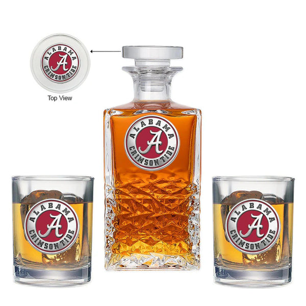 University of Alabama Heritage Decanter with 2 Glasses